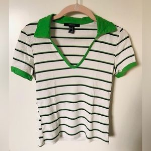 Forever 21 Collared Ribbed Striped Shirt ASO Twice Nayeon